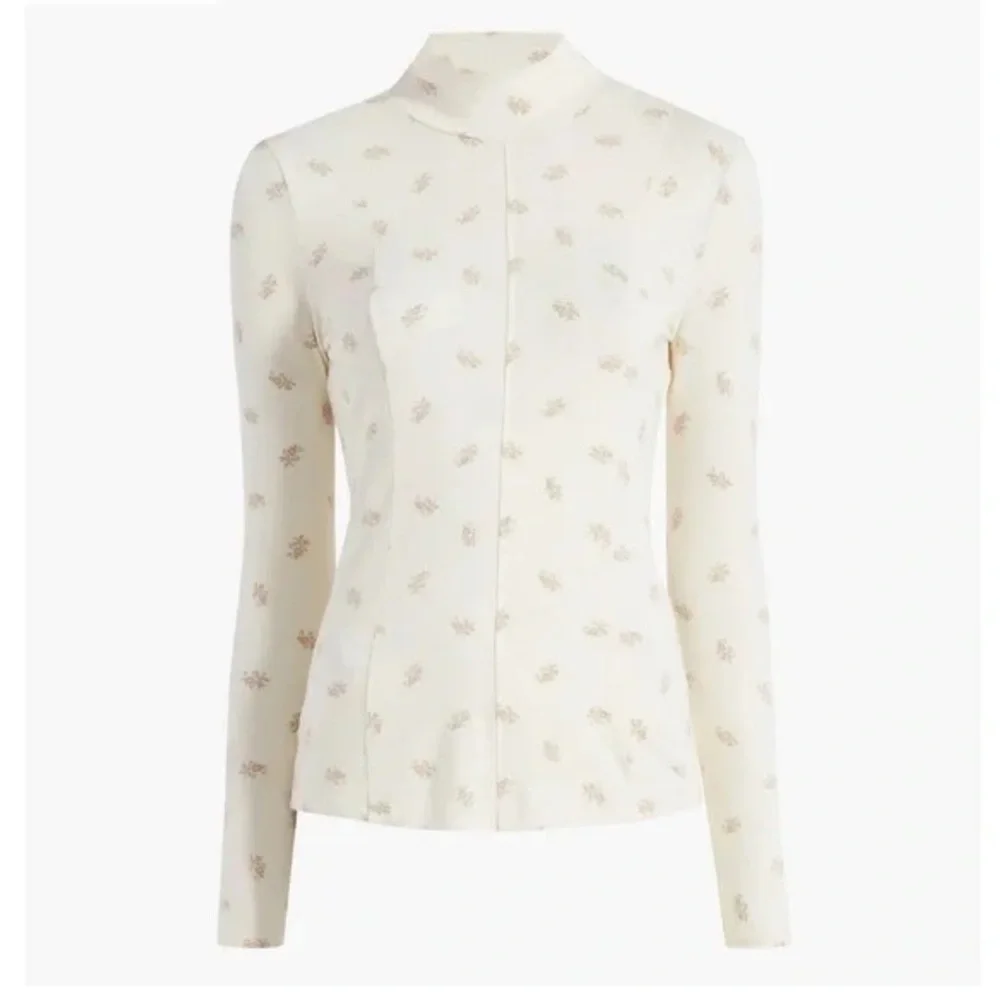 Women’s HILL HOUSE The Temi Top- Long sleeve fitted paisley turtleneck- Size S - Picture 1 of 8